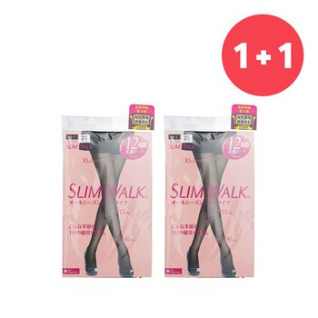 SlimWalk 【1+1 Set】Compression Pantyhose With Supporting Function For Pelvis - # Black (Size: M-L)